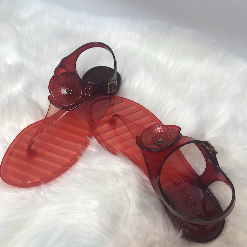 COACH-Pink Tea Rose Jelly Sandal (peony/wine) - Picture 2 of 7